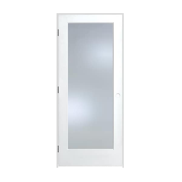 Trimlite Primed 1Lite Clear Tempered Glass Interior French 71/4" RH Prehung Door Matte Black Hinges 3068pri1501CLETRH10B714 - main